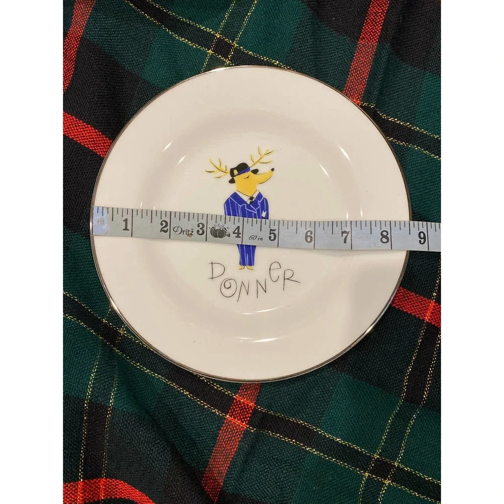 Pottery‎ Barn REINDEER DONNER Salad Plates 8-1/2” White Porcelain MINT!